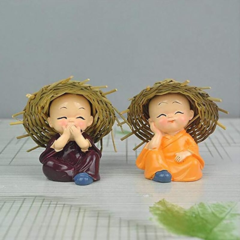 Polyresin Baby Hat Monk Buddha Idols (4pcs)