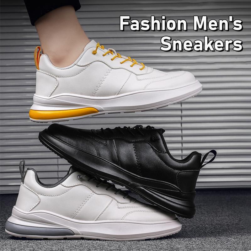 Fashion Men's Sneakers Leather Air Cushion Shoes Tide Rubber Sole
