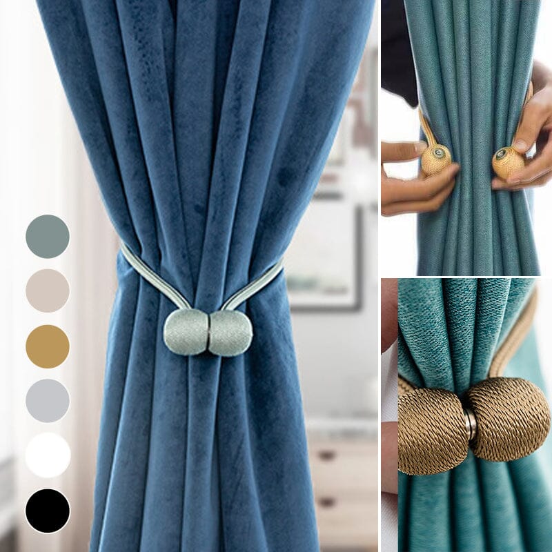 Curtain straps with magnetic curtain buckle