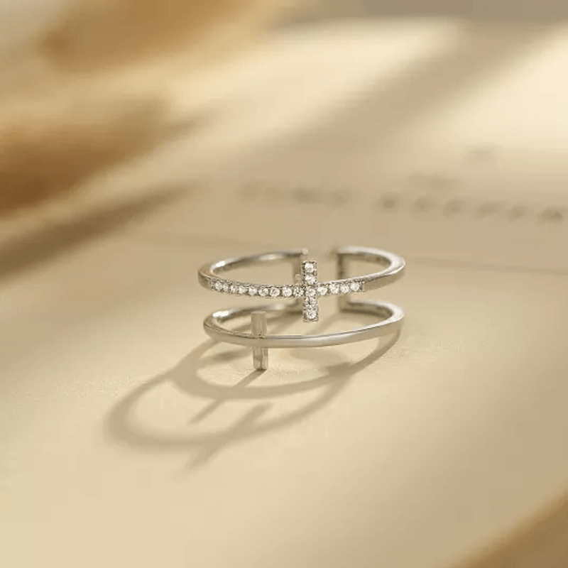 Gift To My Daughter, Pray Through It Double Cross Double-layer Ring
