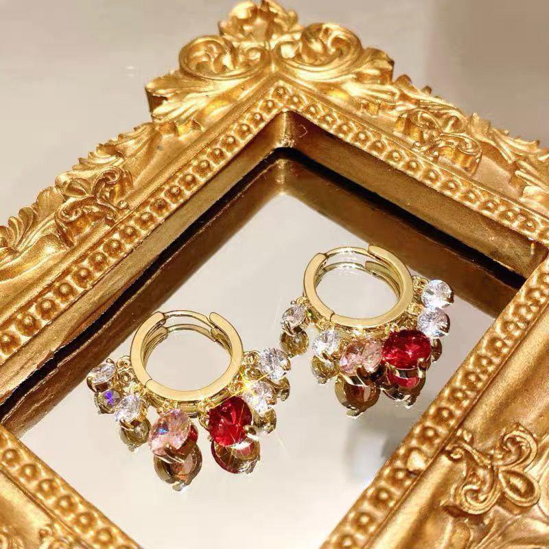 Golden Glitter Colorful Zircon Earrings