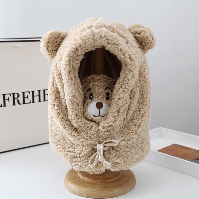 Warm Plush Bear Hat With Face Protection