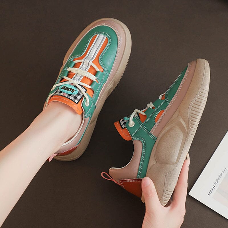 Women's Colorblock Thick Sole Walking Shoes