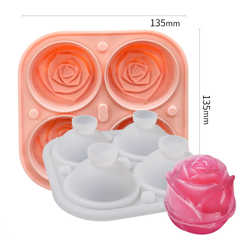 4-Compartment Large Rose Ice Cube Mold