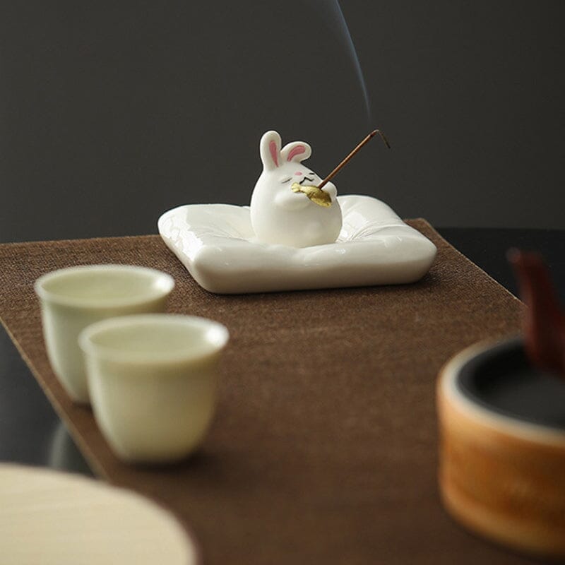 Ceramic Cloud Rabbit Incense Burner Ornament