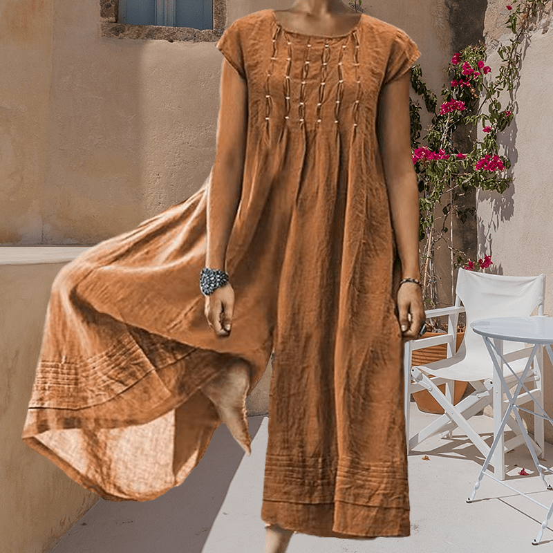 Casual Solid Color Short-Sleeved Jumpsuit