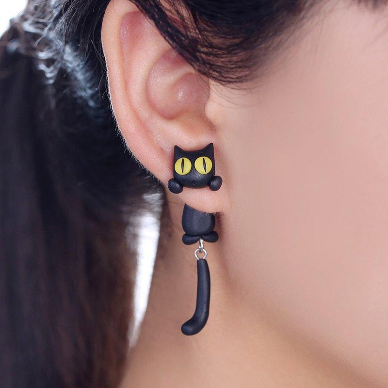 Unique Yellow-Eye Cat Earrings