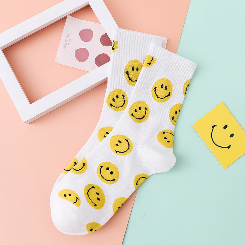 Cartoon Smiley Printed Socks