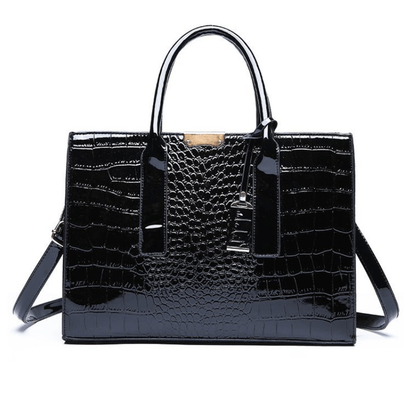 Crocodile Pattern Solid Color Handbag