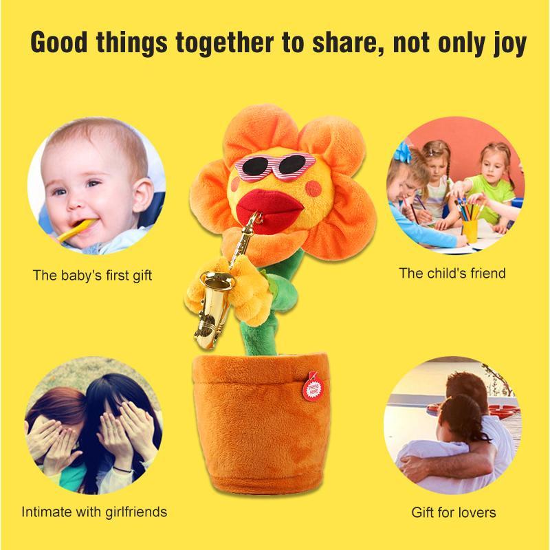 Sunflower singer with saxophone, funny toy