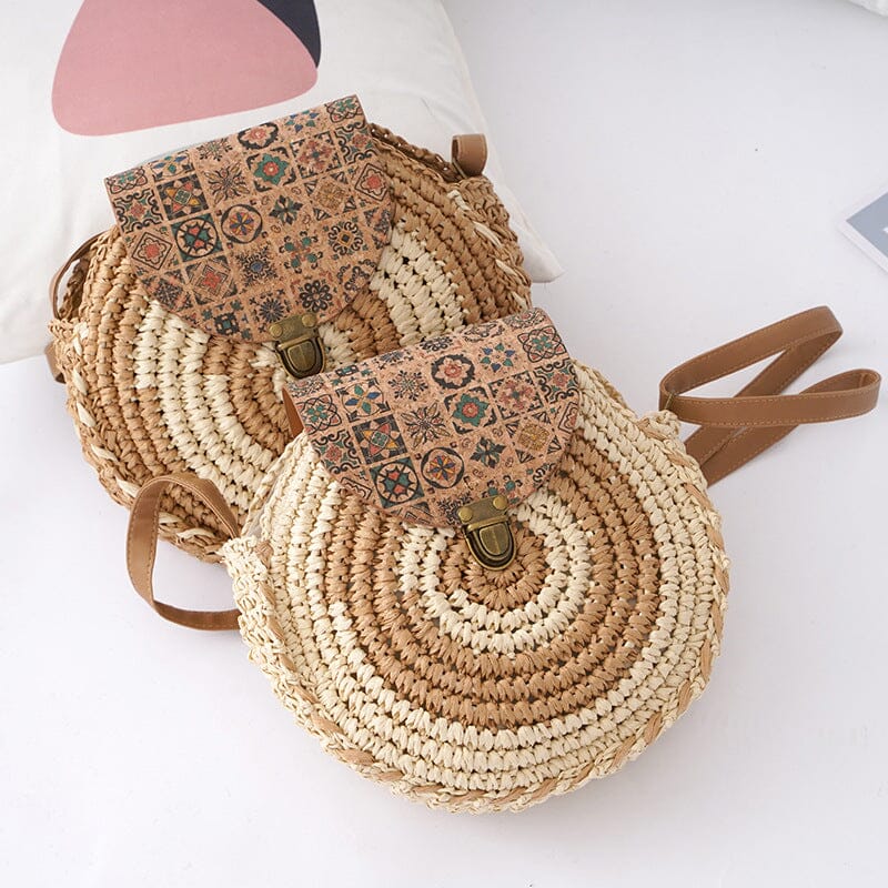 Casual Ethnic Style Simple Straw Handmade Shoulder Bag
