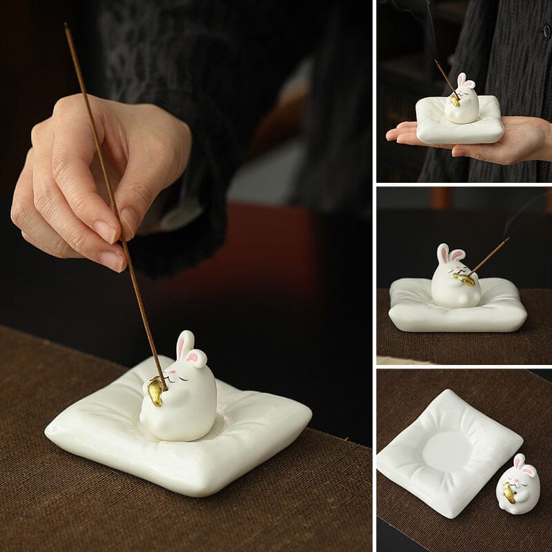 Ceramic Cloud Rabbit Incense Burner Ornament