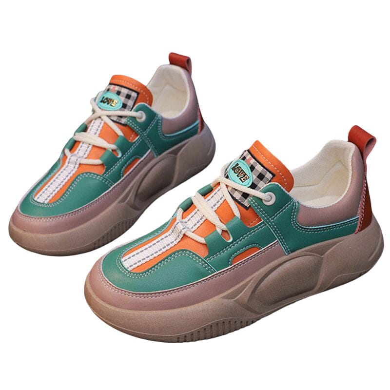 Women's Colorblock Thick Sole Walking Shoes