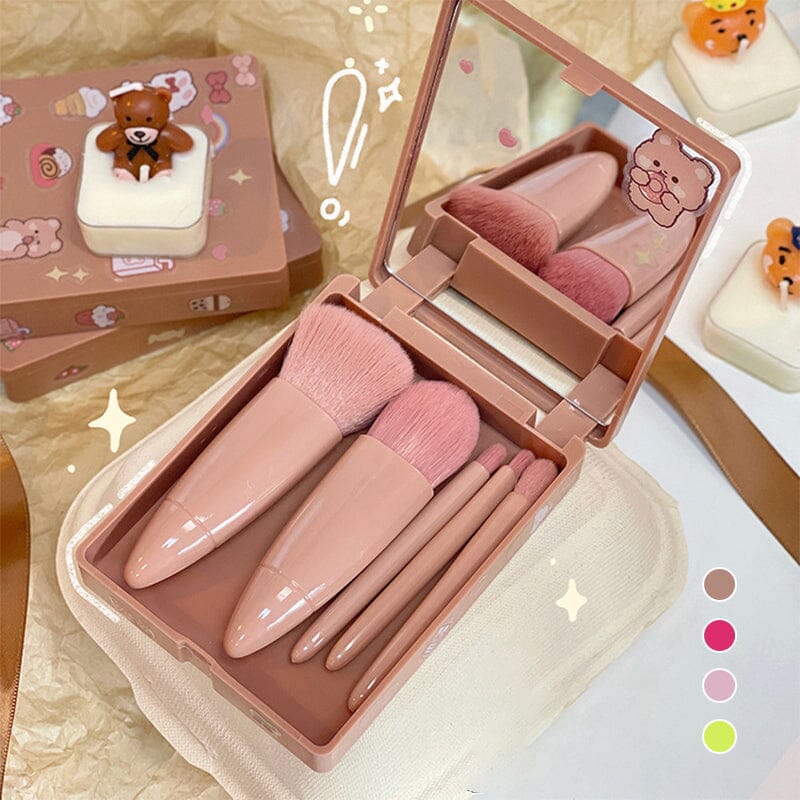 Portable Cosmetic Brush With Mirror