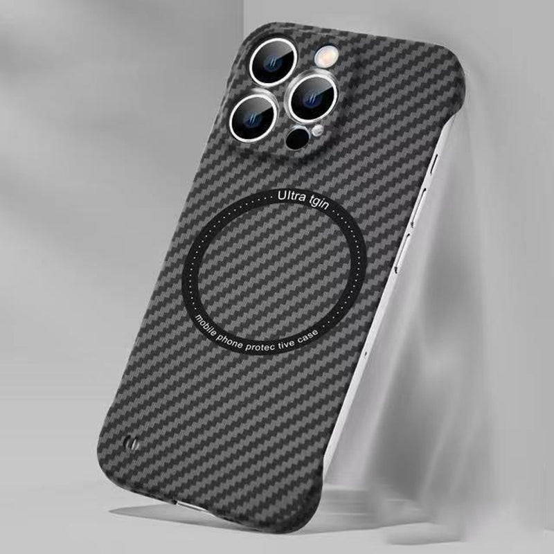 Carbon Fiber Texture Frameless For Magnetic charging iPhone Case